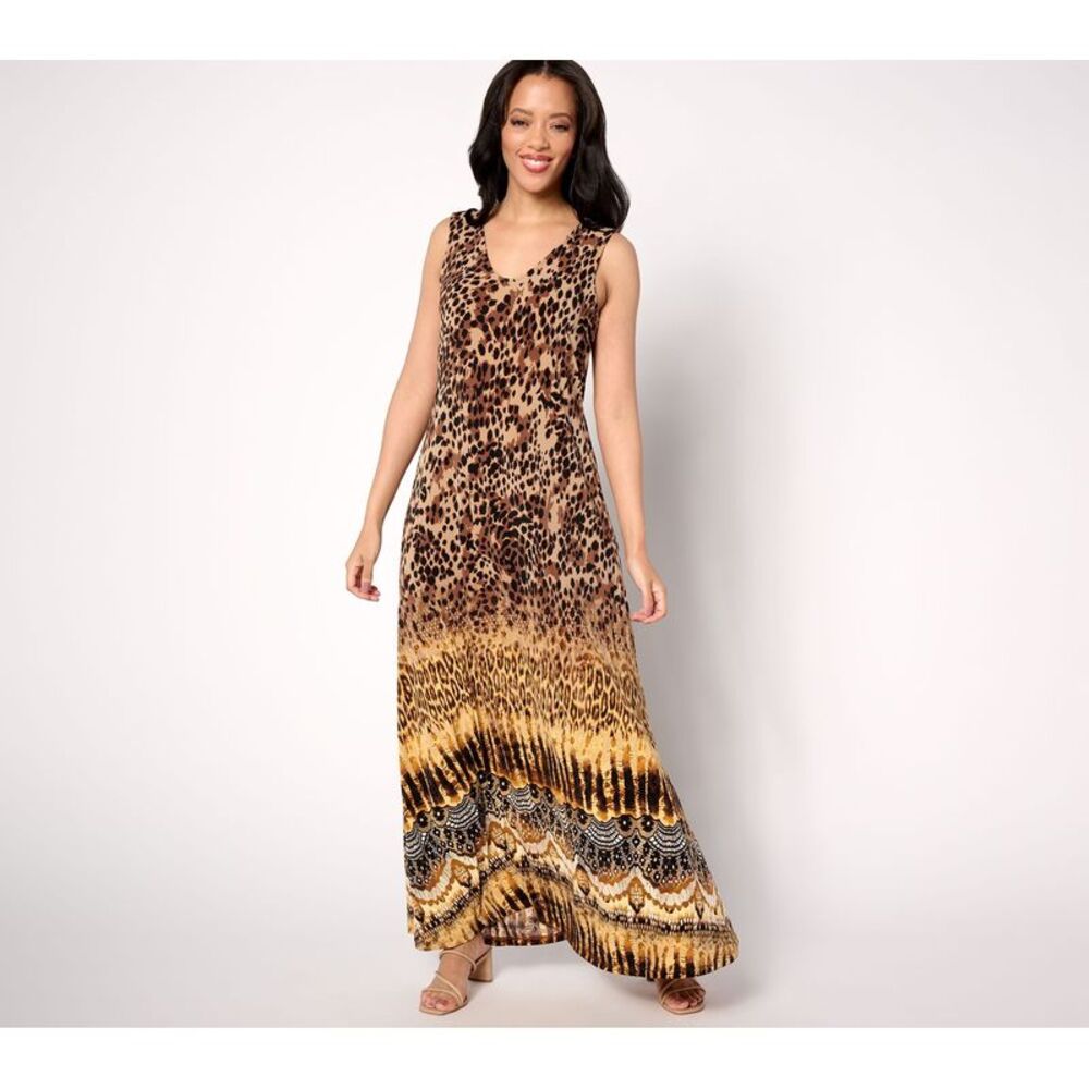 Women Control Women's Dress Sz 2XS (XXS) Como Jersey ILLUSION WAIST Brown